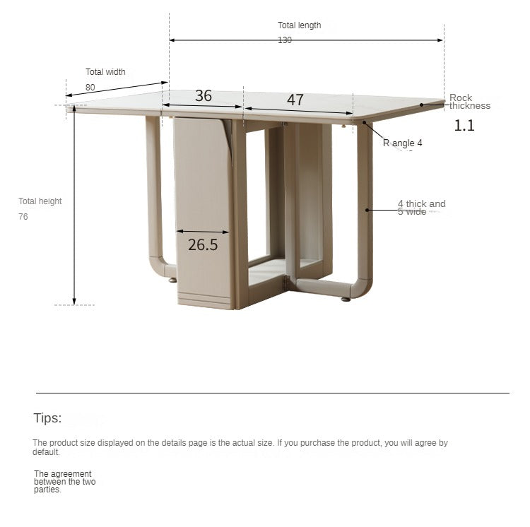 Poplar Solid Wood Italian Light Luxury Slab Folding Dining Table