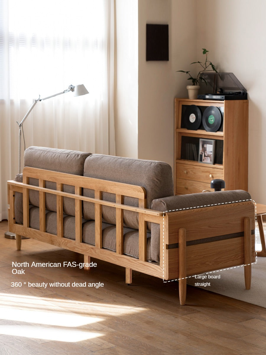 Oak Solid Wood Sofa Modern High Back.