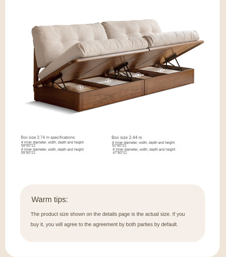 Oak Solid Wood Modern Fabric Sofa.