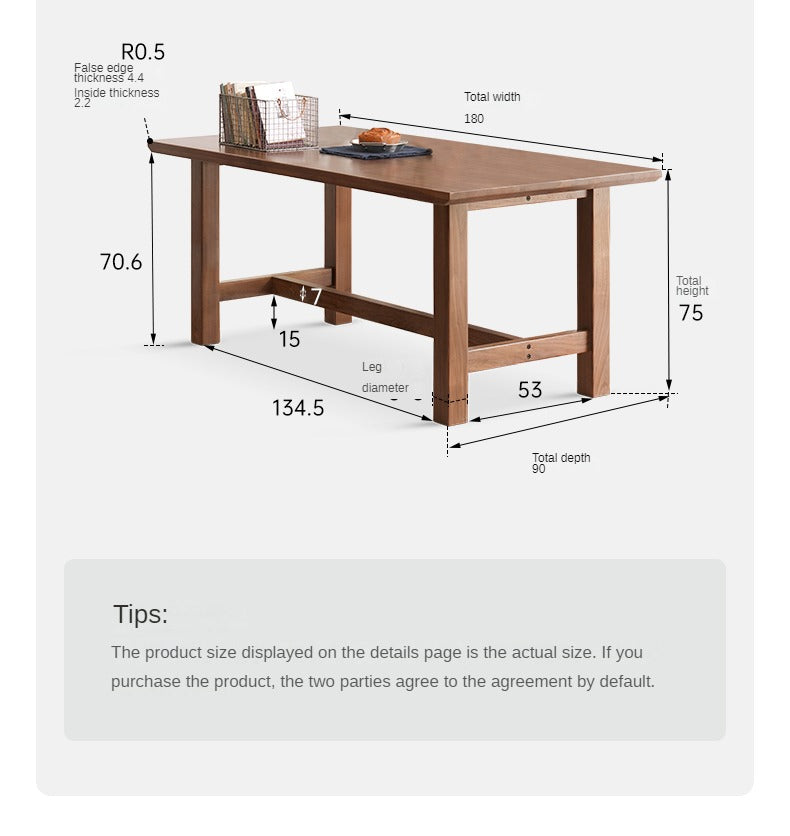 Sandalwood, Black Walnut, Oak, Ash Solid Wood Farmhouse Style Dining Table
