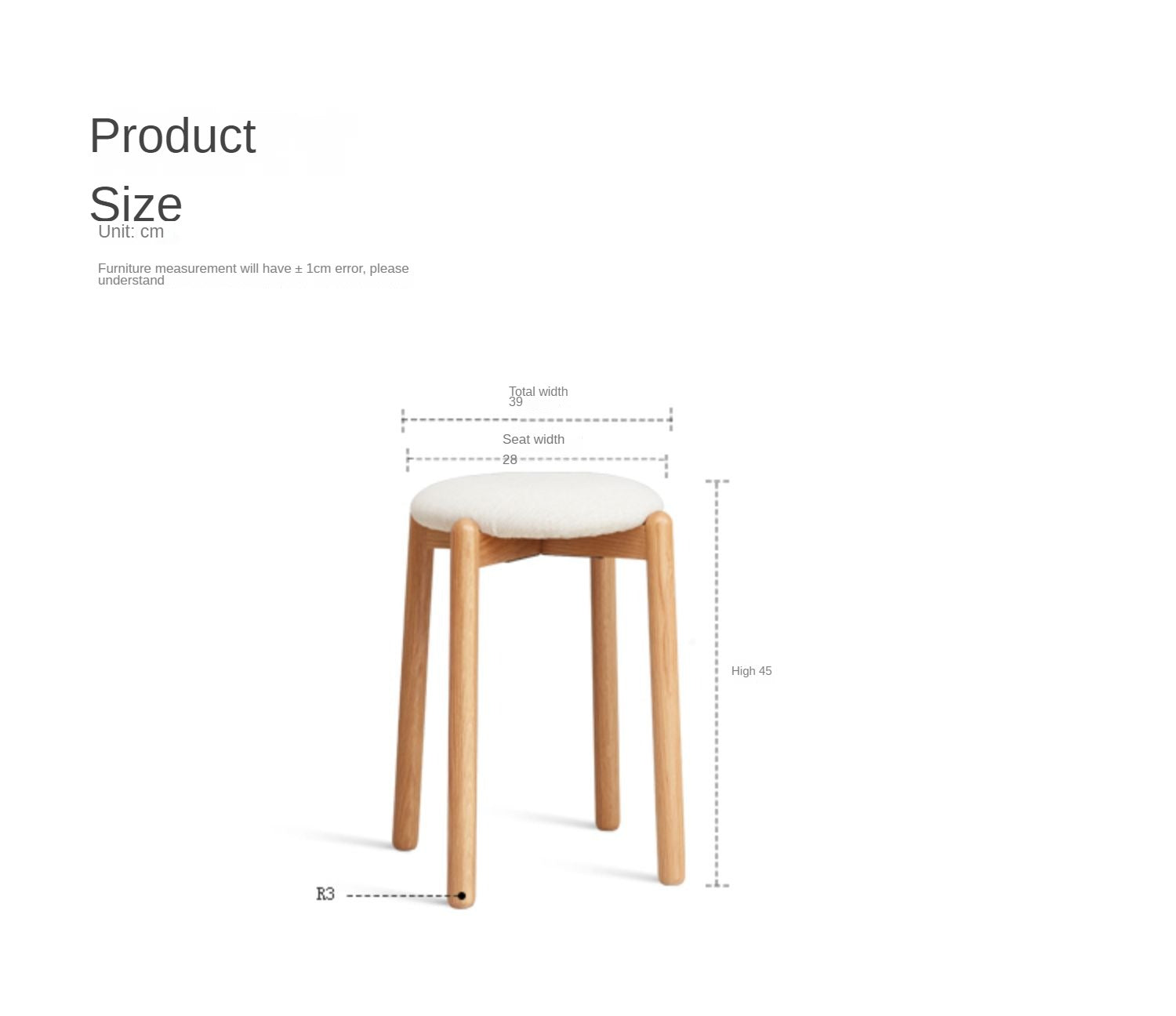Oak solid wood Makeup stool Beech"