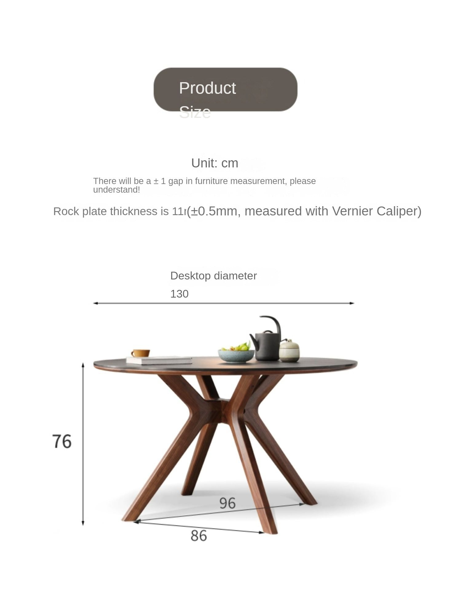 Black Walnut Solid Wood Round Dining Table
