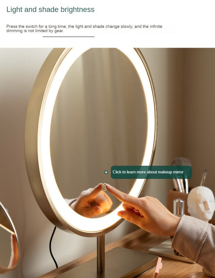 Ash Solid Wood Dressing Table LED Makeup Mirror.