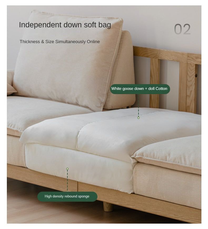 Ash Solid Wood Straight Sofa Modern.