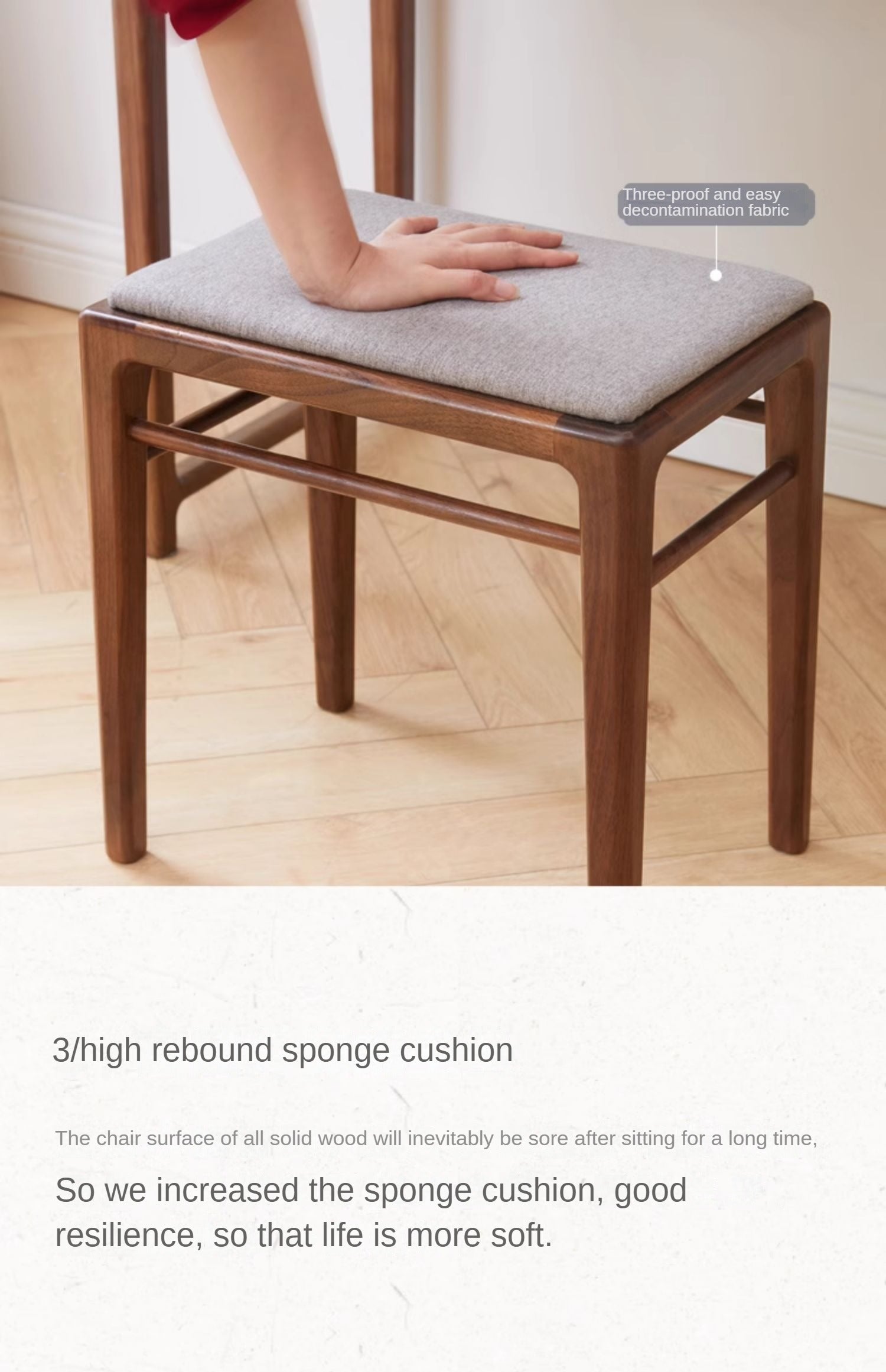 Black Walnut Solid Wood Makeup Stool
