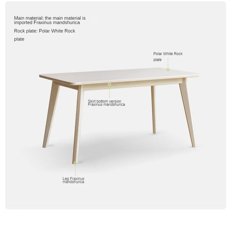 Birch Solid Wood Slate Cream Wind White Dining Table