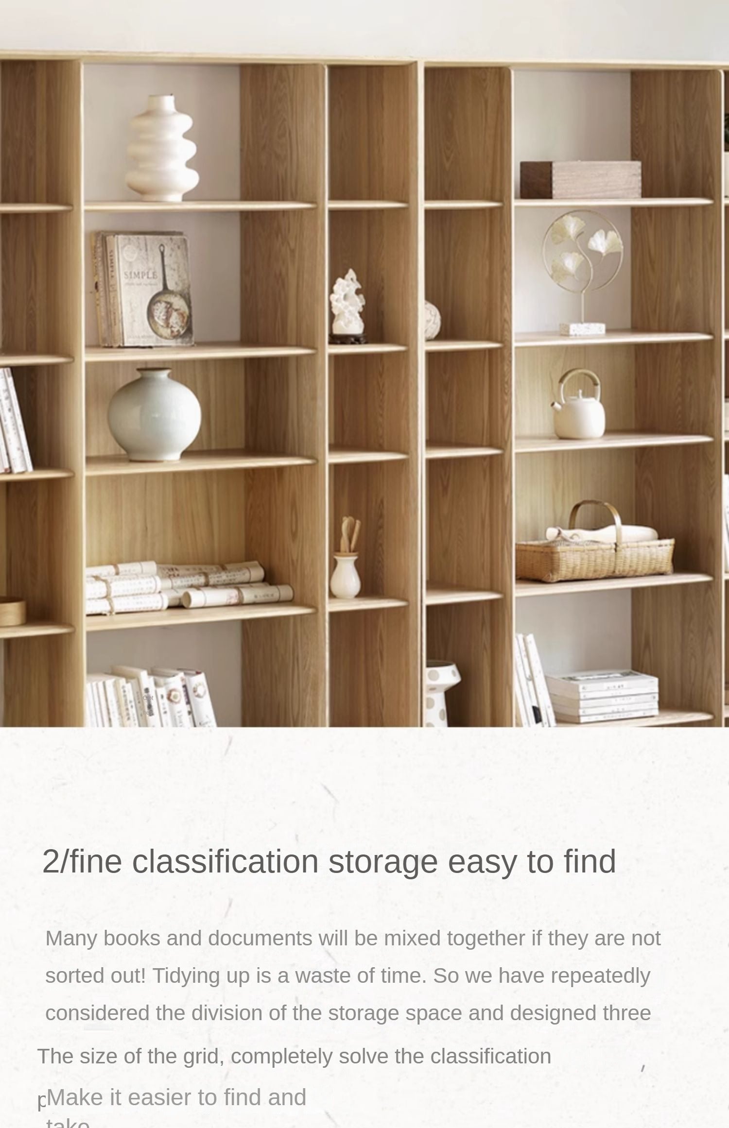 Ash Solid Wood Combination Bookcase Bookshelf<