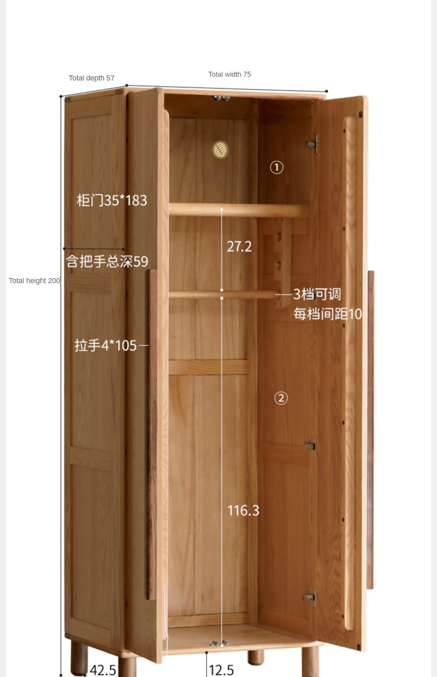 Oak solid wood wardrobe bookcase free combination "