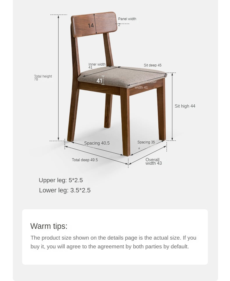 Black Walnut, Ash, Oak, Solid Rubberwood Chair 4 pcs set