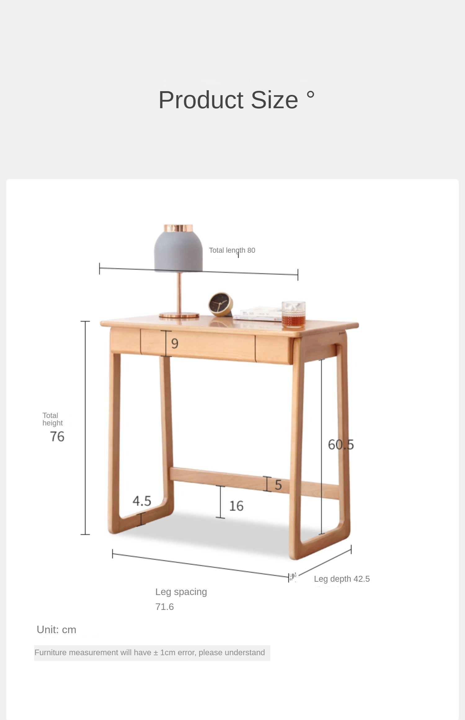 Beech Solid Wood Small Narrow Desk