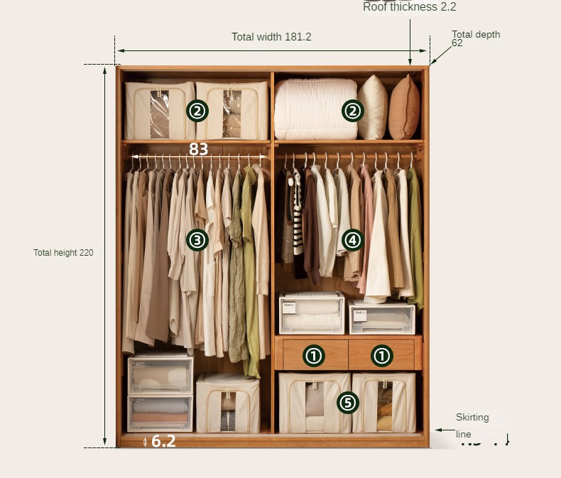 Cherry Wood Sliding Door Retro Wardrobe.