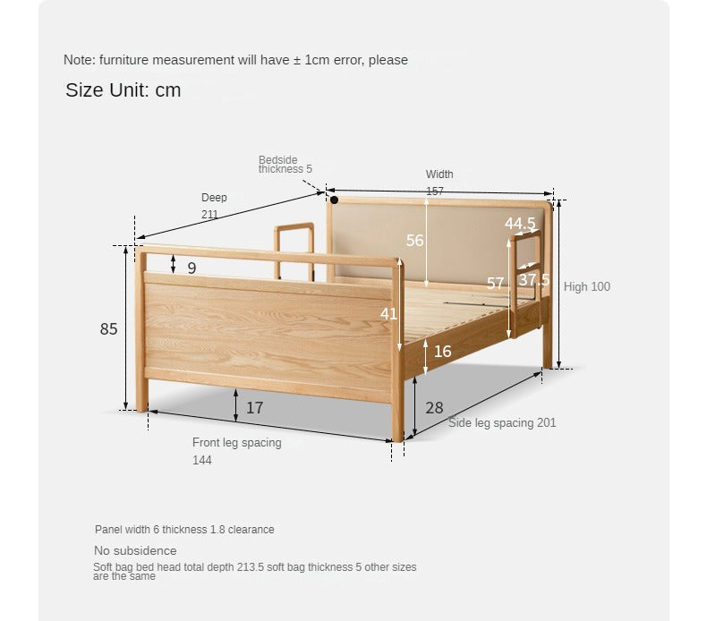 Oak Solid Wood Bed Elderly Bed Suitable For The Elderly High Bed