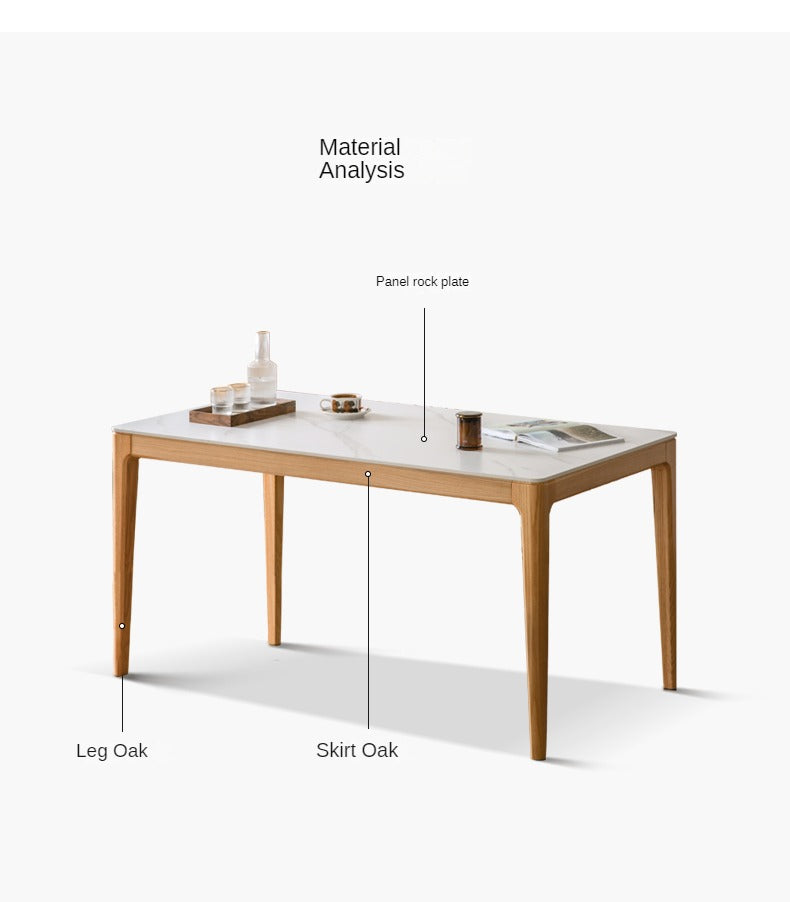 Oak, Ash Solid Wood Dining Table With Rock Slab Surface