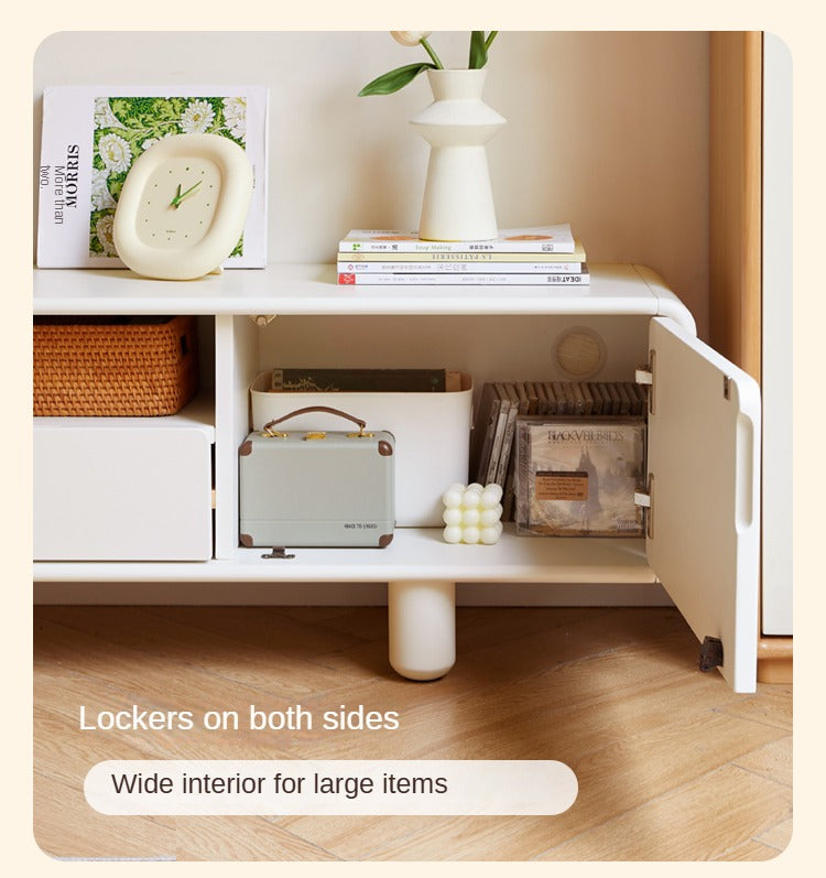 Rubber Solid wood French Cream Style TV Cabinet.