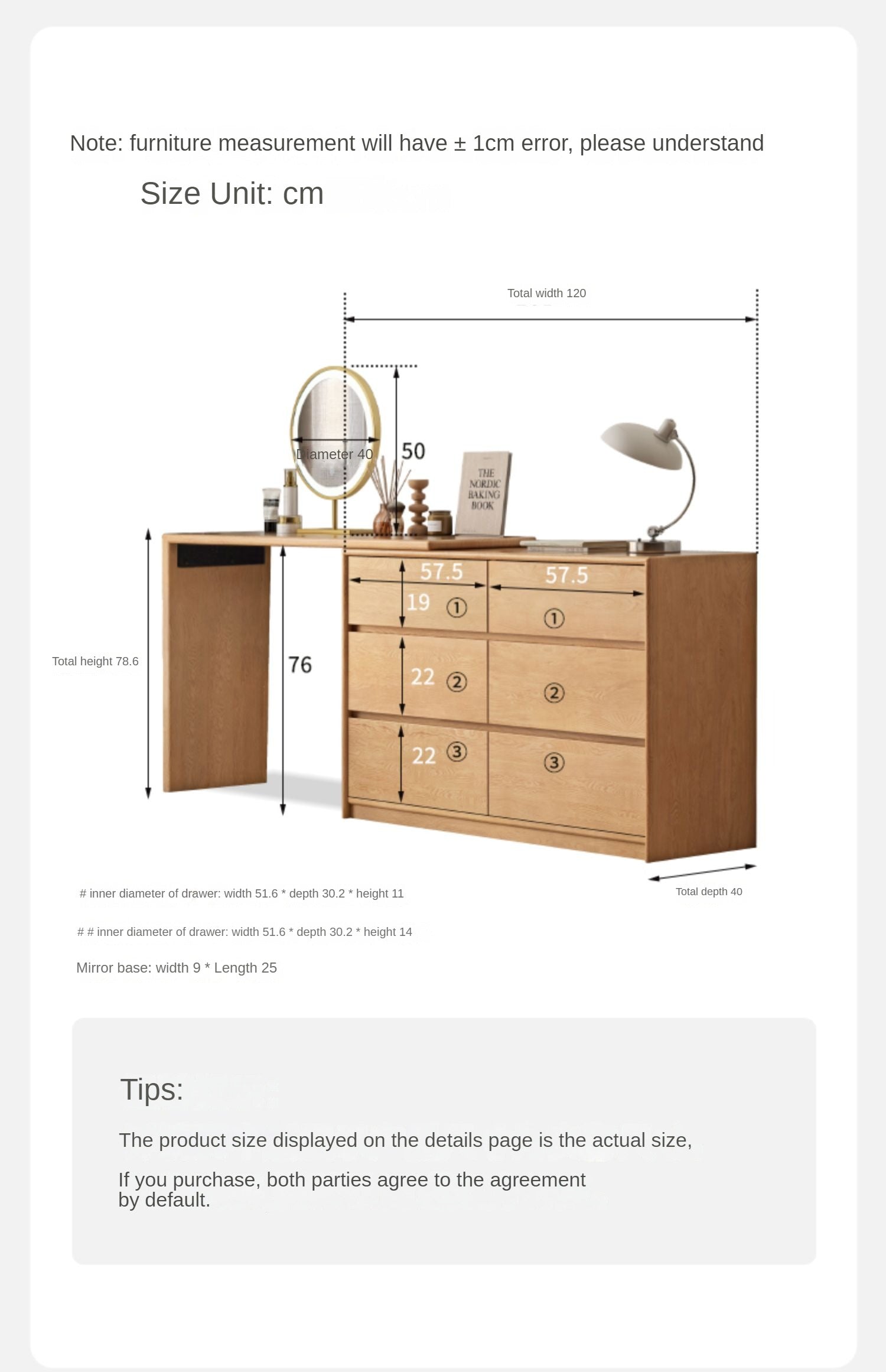 Oak, Solid Rubberwood Dressing Table L-Shaped Corner