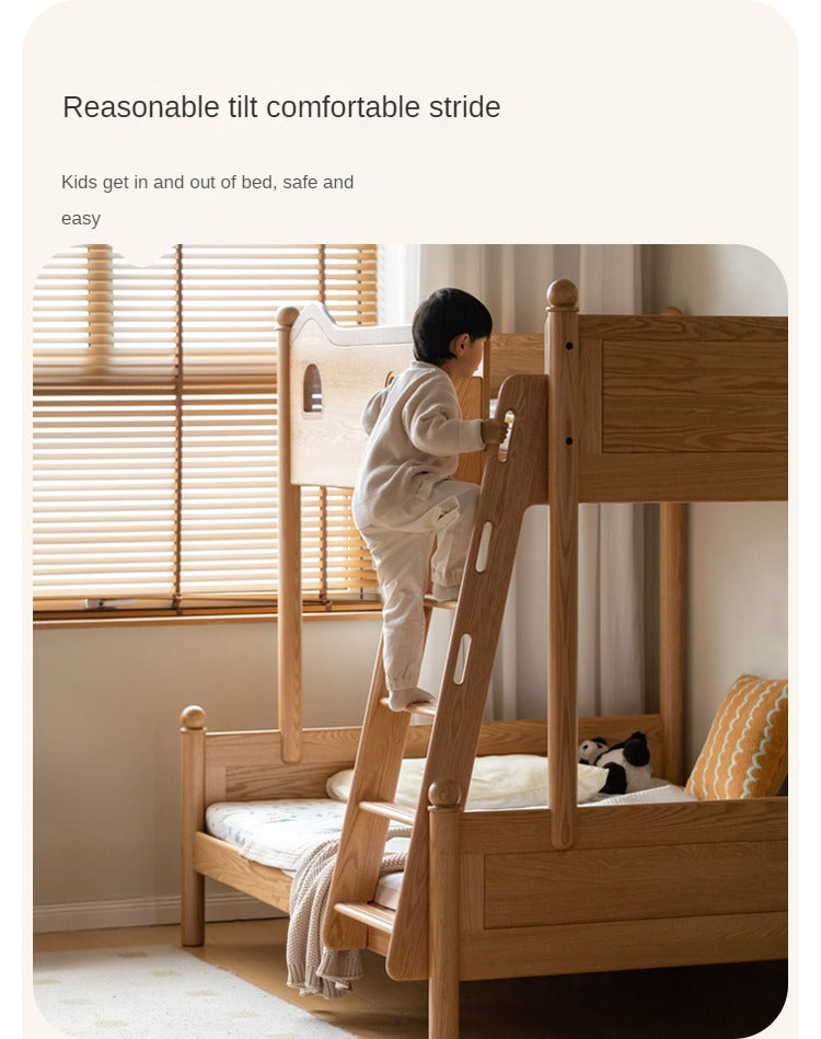 Beech, Oak Solid Wood Children's Bunk Bed.