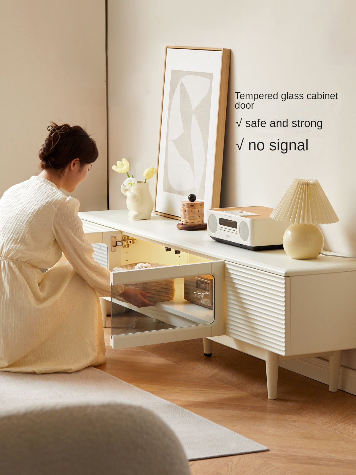 Pine, Cherry Solid Wood TV Cabinet, Rock Board.