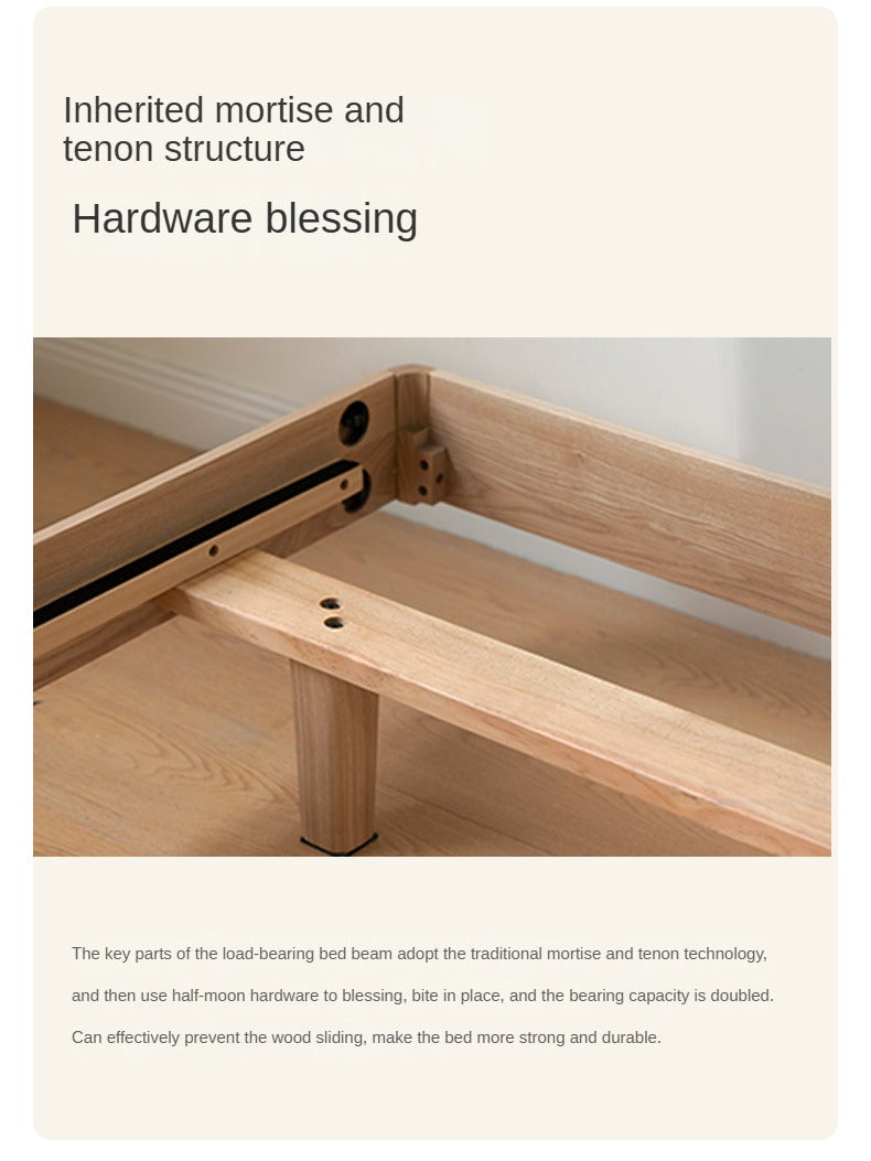 Ash Solid Wood Suspended Platform Bed, Headboard-Free Bed