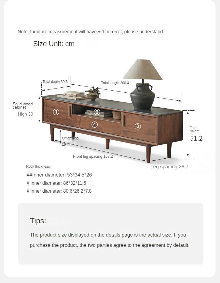 Black Walnut Solid Wood TV Stand Cabinet