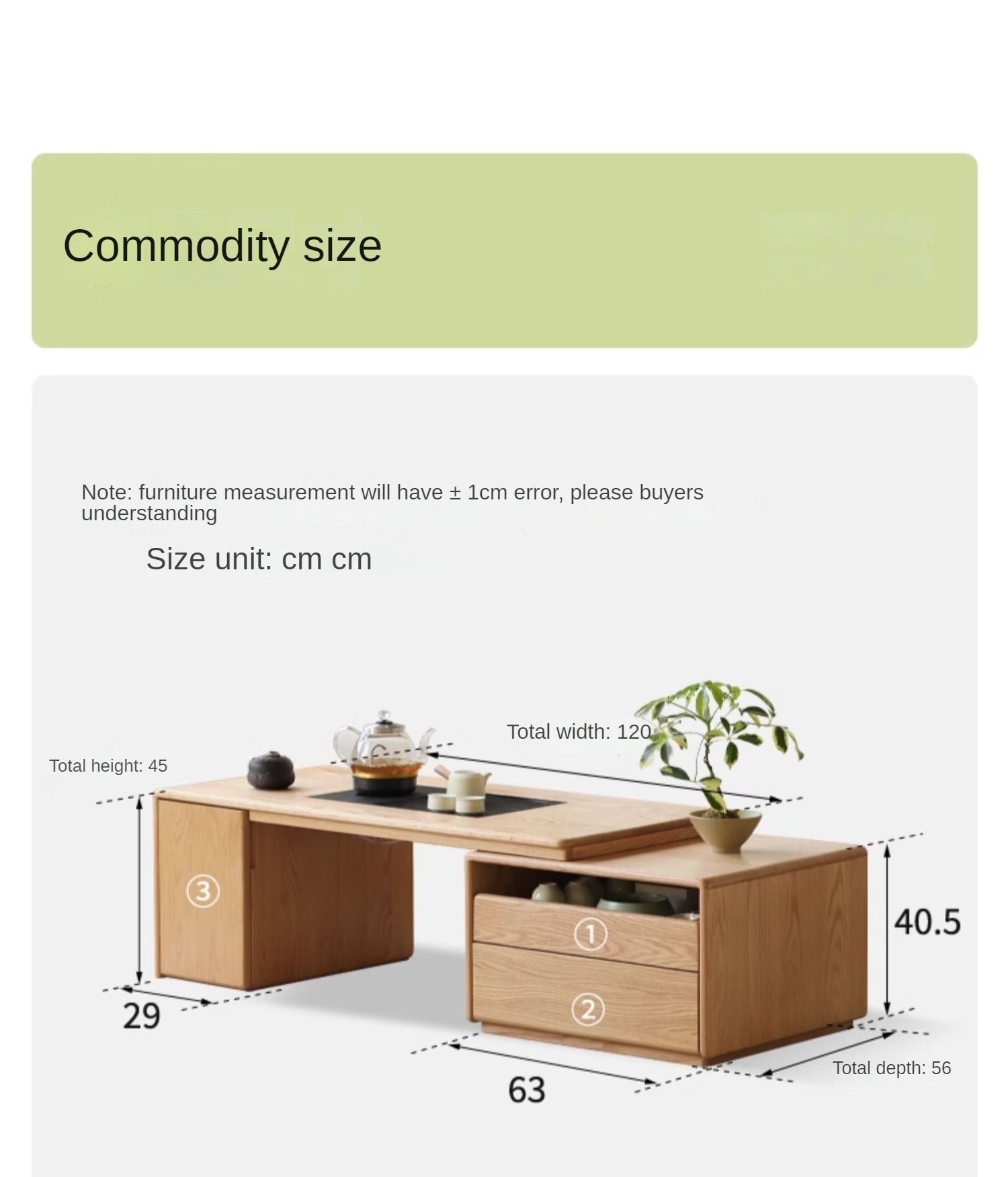 Oak Solid Wood Telescopic Modern Tea Table