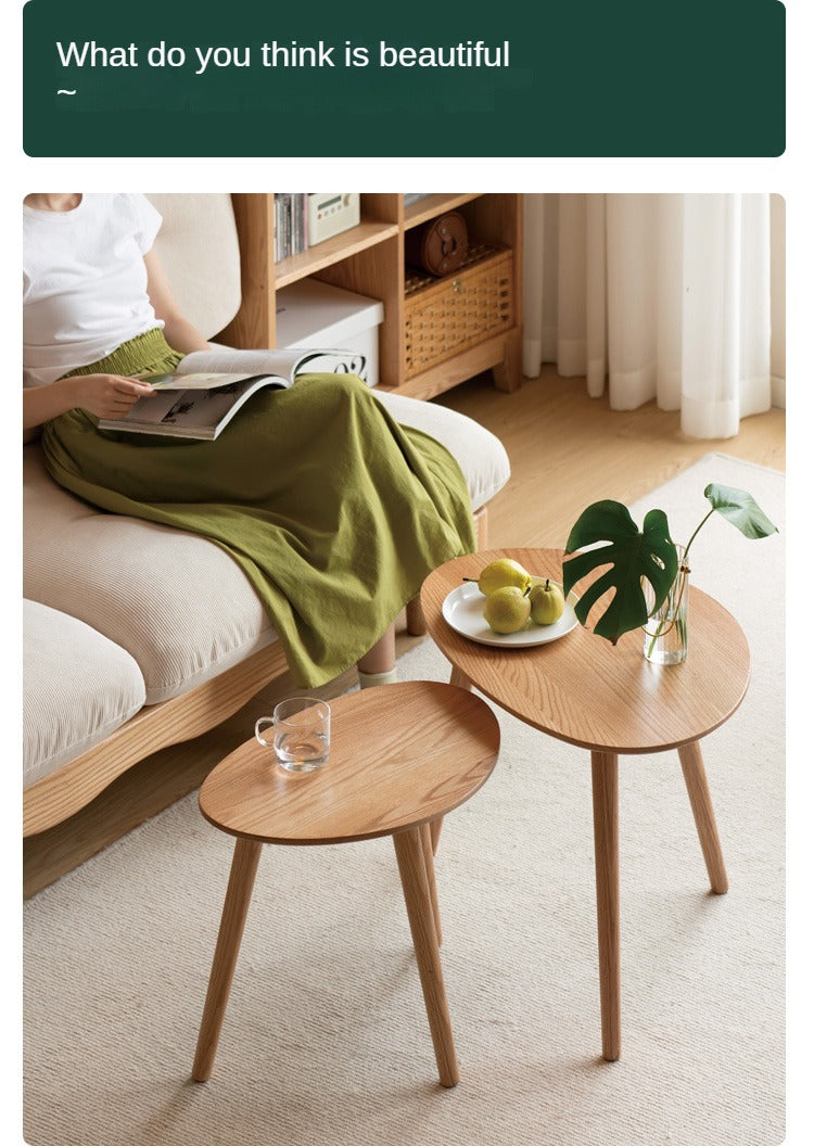 Solid Rubberwood, Oak Solid Wood Small Nordic Side Table