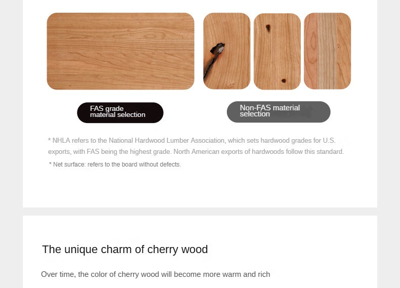 Cherry Solid Wood Bed with Retro Edge and Soft Headboard