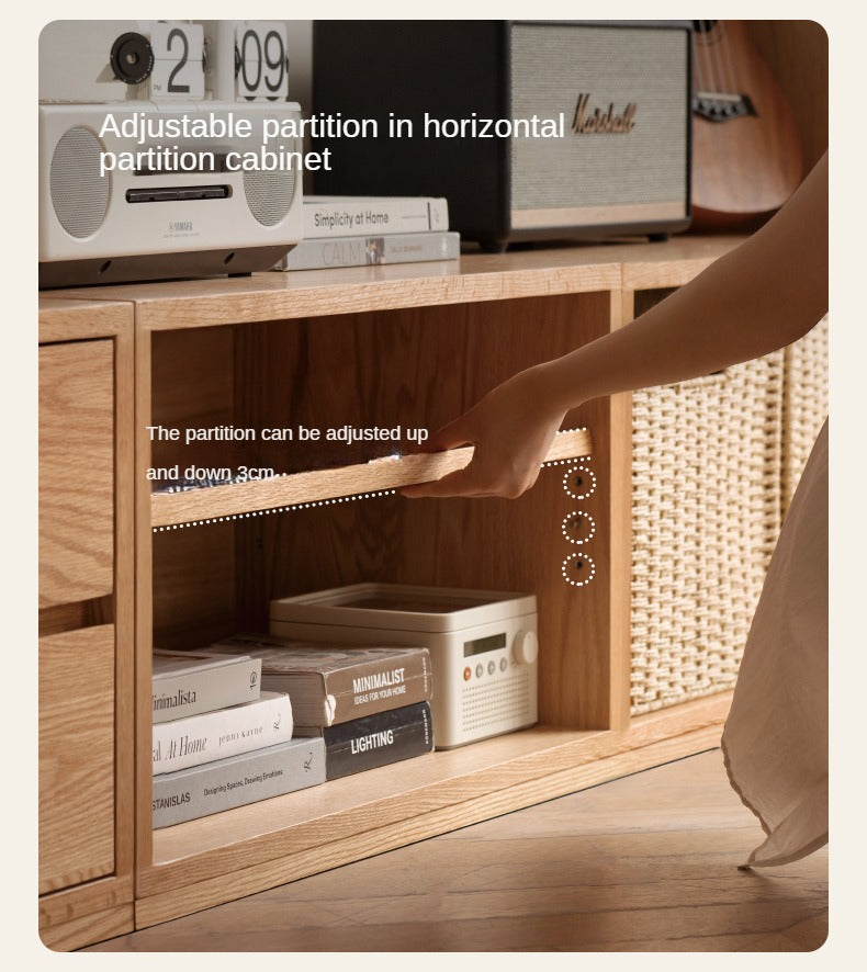 Oak, Ash Solid Wood TV Cabinet Modern Free Combination Storage Bookcases