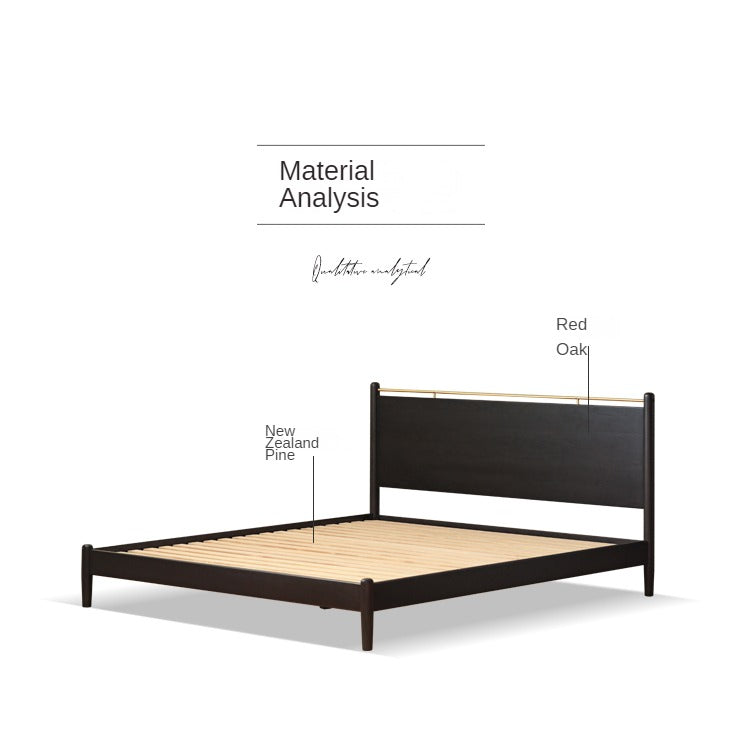 Oak Solid Wood Black Retro American Bed