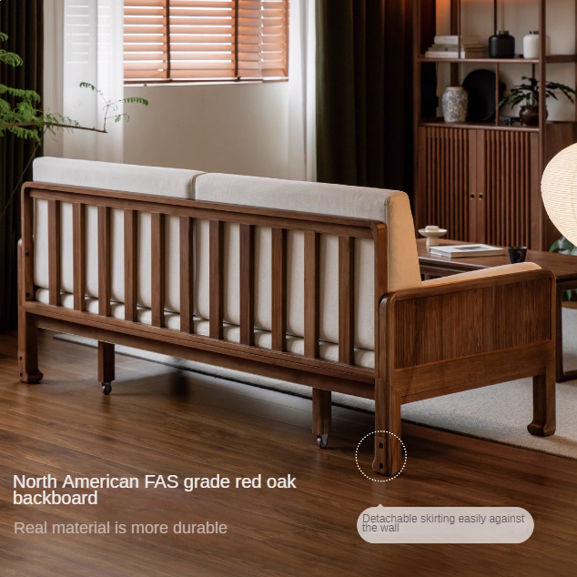Black Walnut, Oak Solid Wood Foldable Sofa Bed.