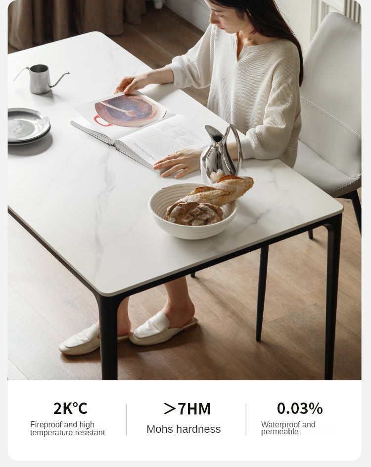 Rock Slab+Metal Italian Light Luxury Black Dining Table