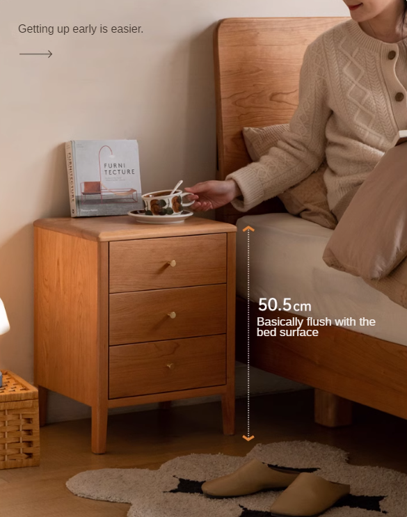 Cherry Solid Wood Floor Three Drawer Nightstand