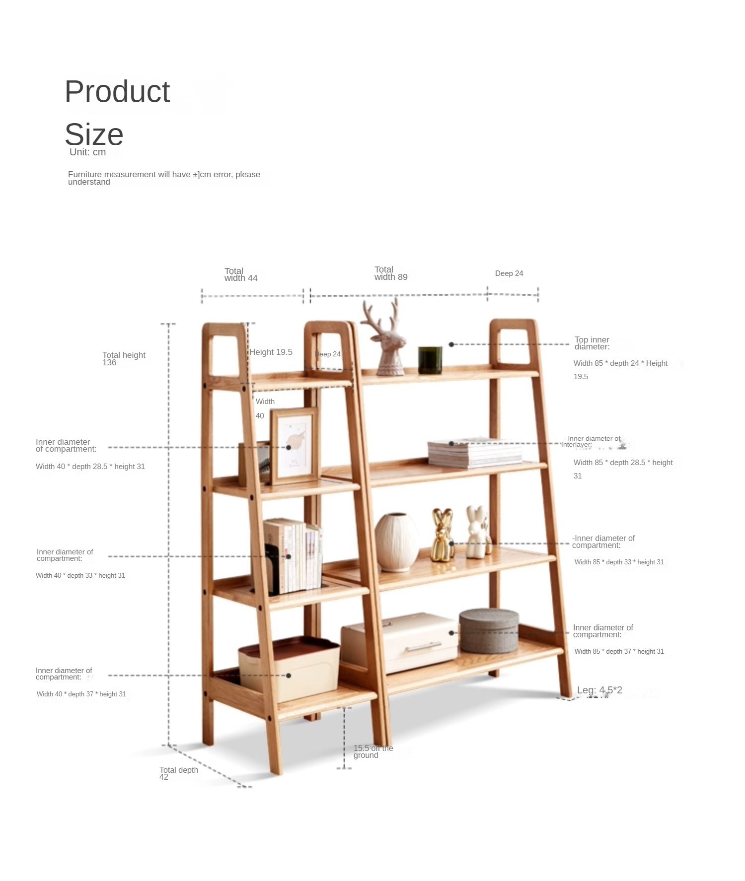 Oak Solid Wood Multi Layer Shelf ,Bookshelves, Flower Racks