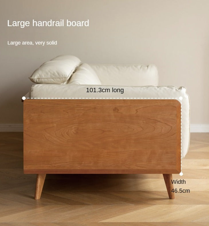 Cherry Solid Wood Black Label Leather Down Sofa.