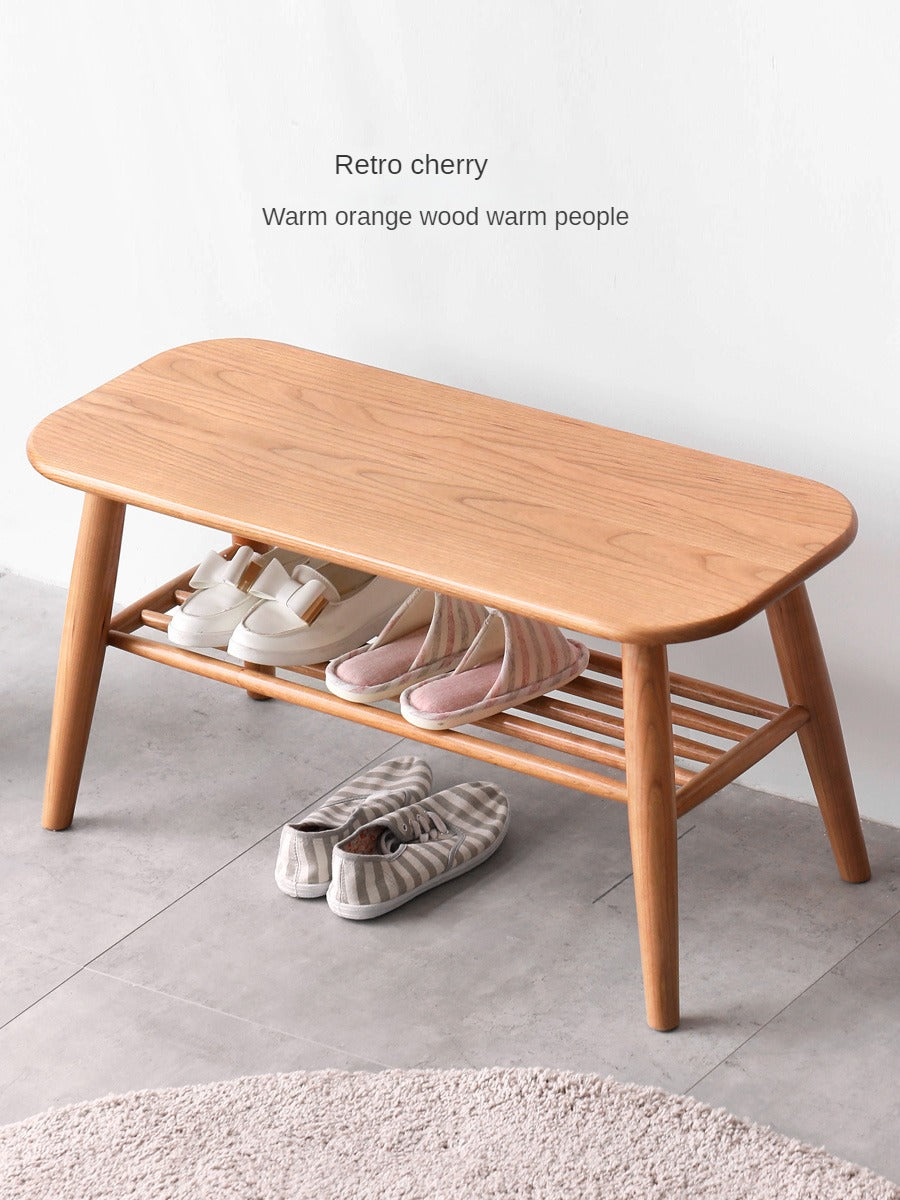 Oak, Solid Rubberwood Shoe Bench