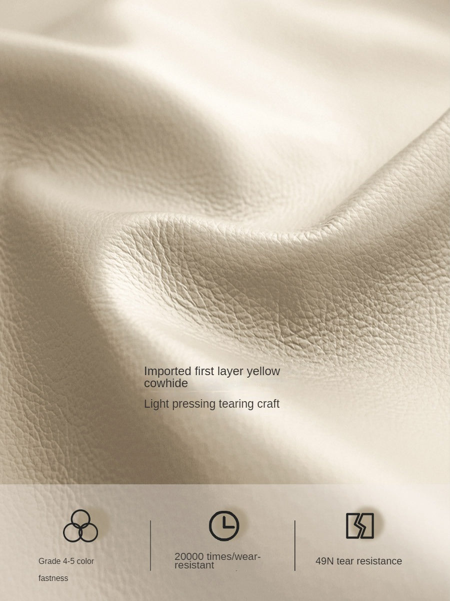 Oak Solid Wood Bed Modern Genuine Leather,Technology Cloth, Fabric