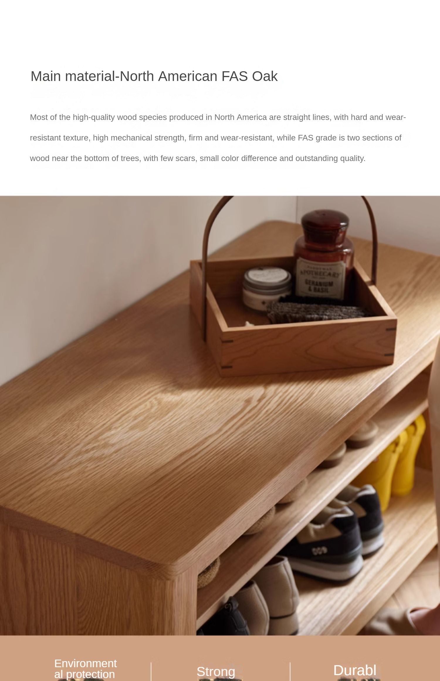 Oak Solid Wood Shoe Storage Bench