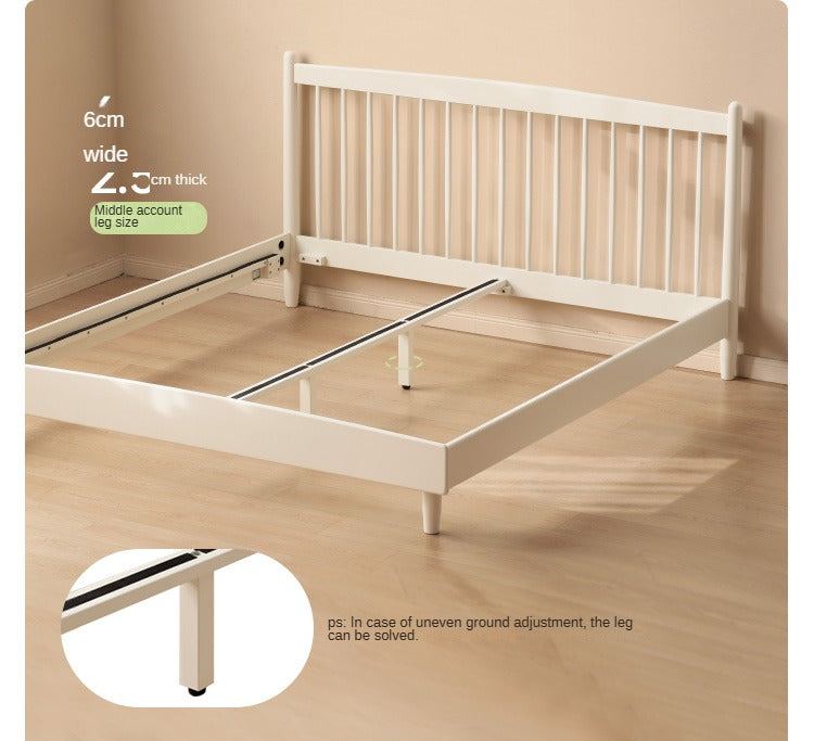 Poplar Solid Wood Cream Style Bed.