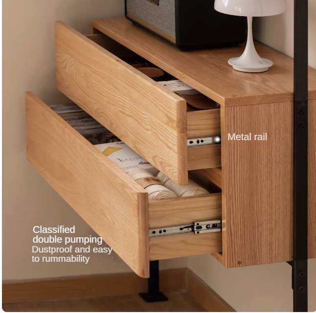 Oak, Poplar Solid Wood Industrial Style Multi-layer Storage Rack
