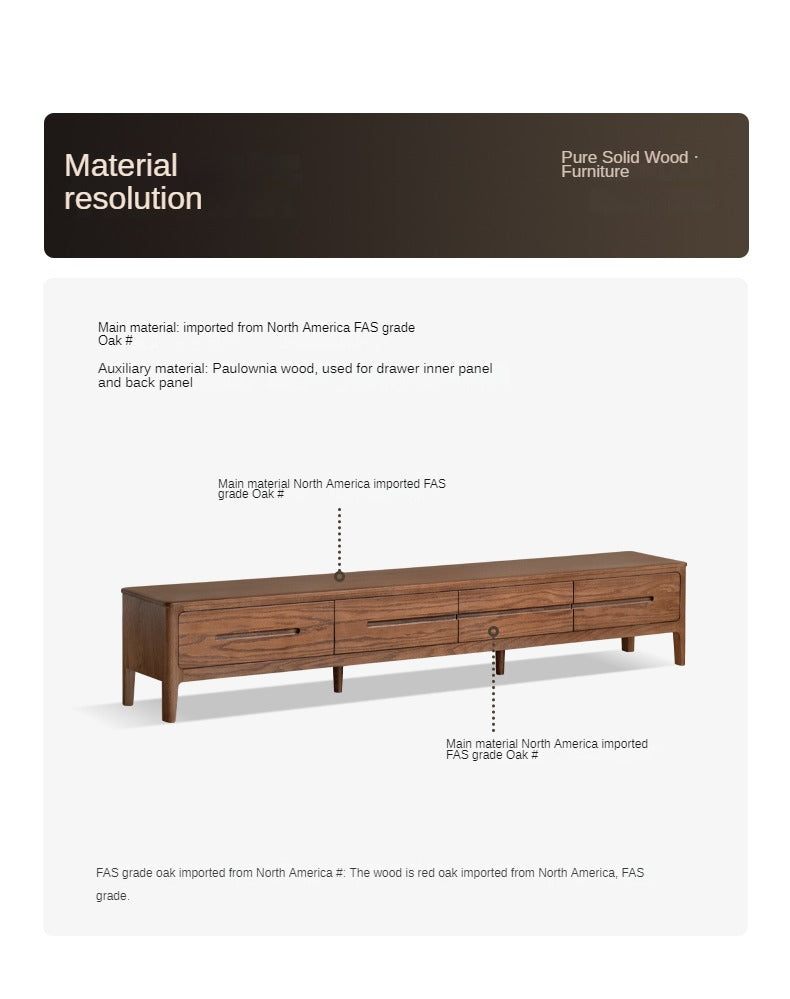 Oak Solid Wood Nordic TV Cabinet.