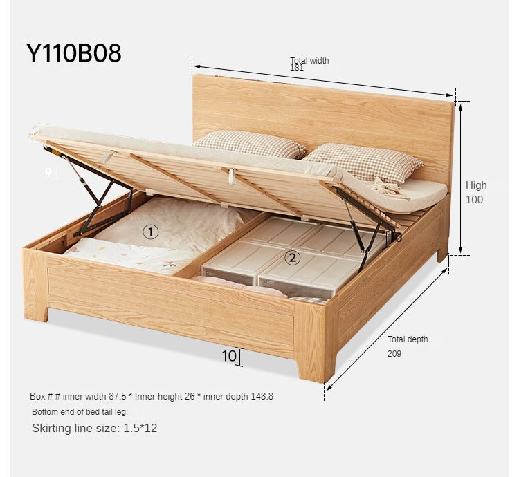 Oak Solid Wood Bed Thickened Headboard
