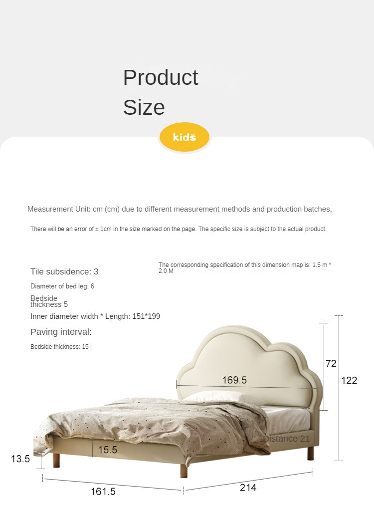 Сream style Organic Leather kid's Cloud Bed<