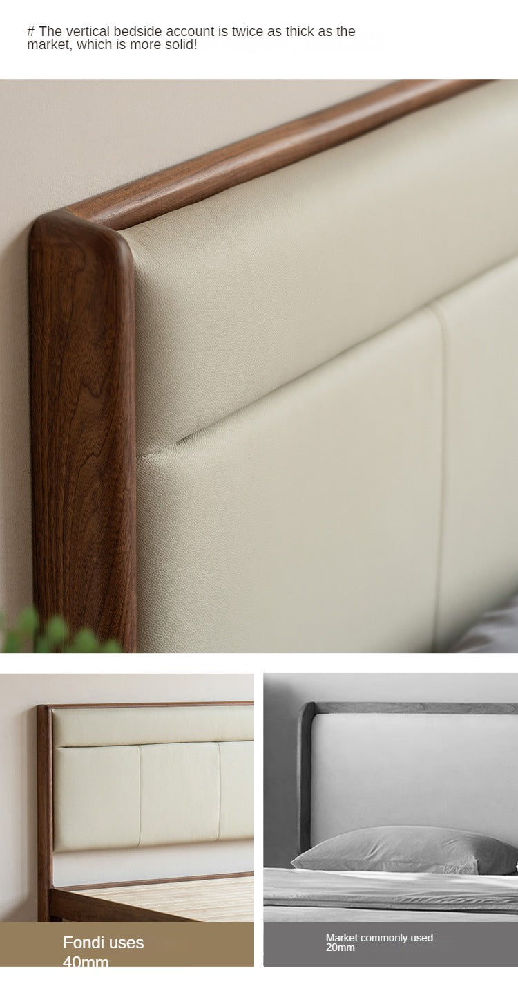 North American Black Walnut, Ash solid wood leather soft bed