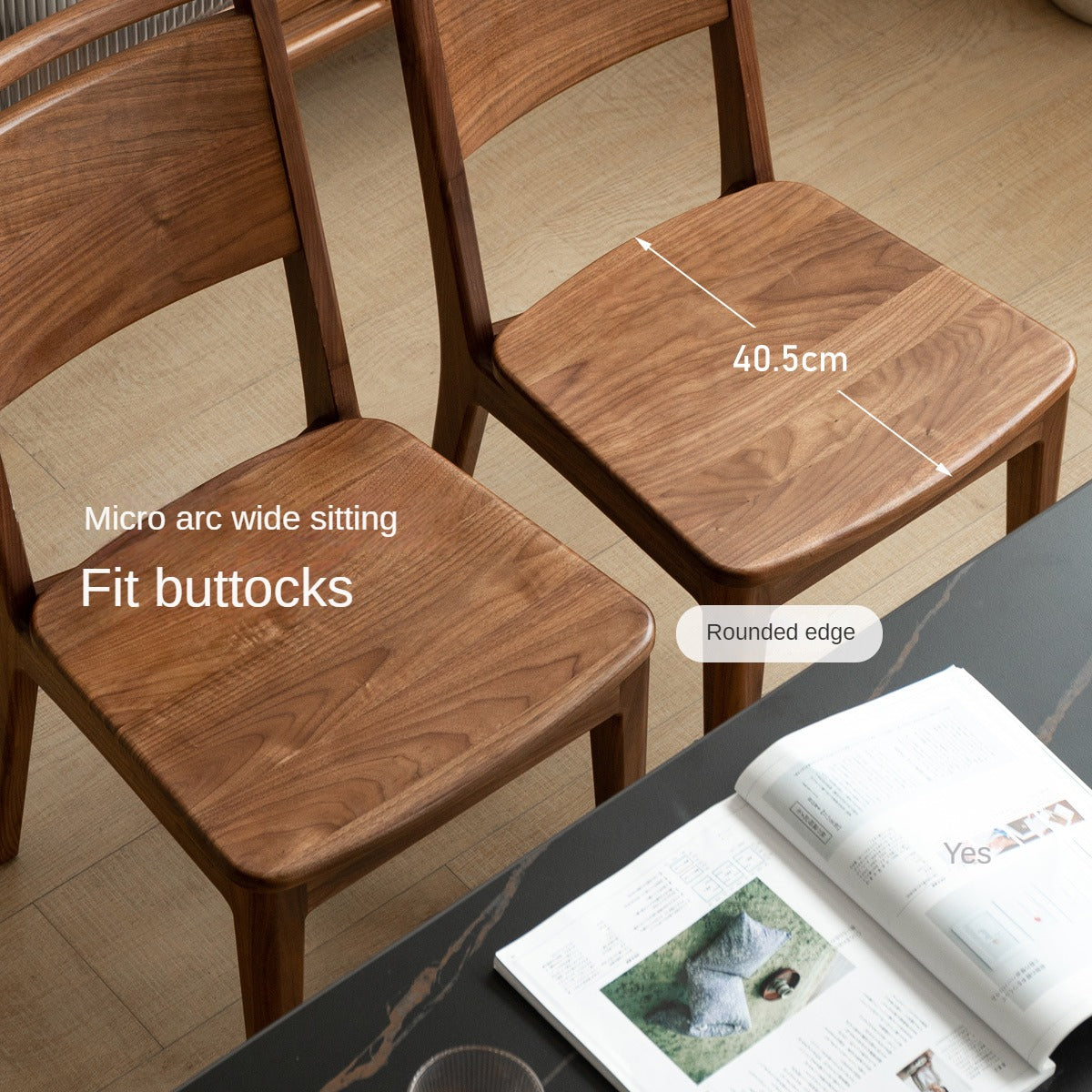 4 pcs Black Walnut, Ash, Oak, Sandalwood Solid Wood Dining Chair High Back