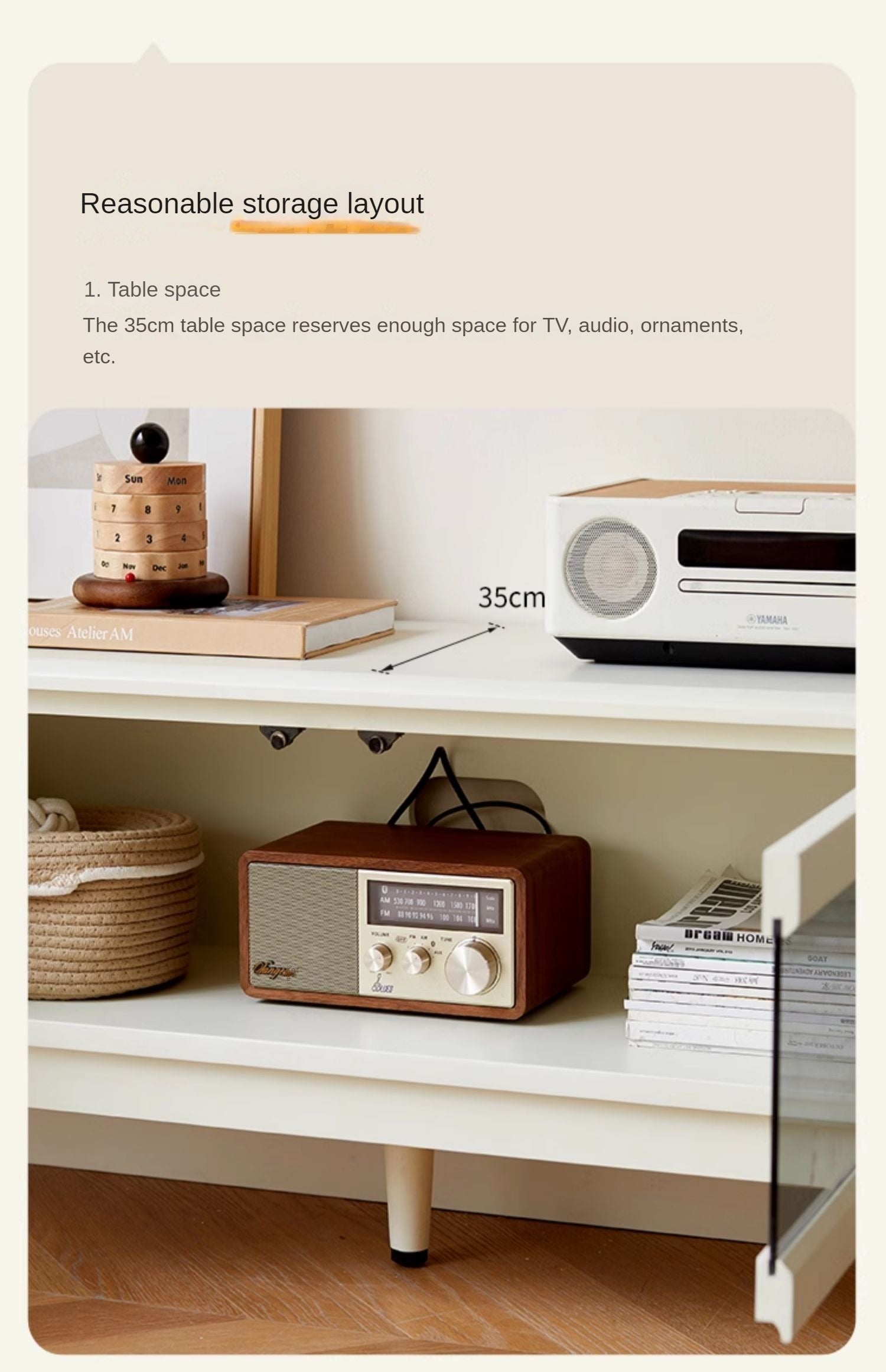 Pine, Cherry Solid Wood TV Cabinet, Rock Board.