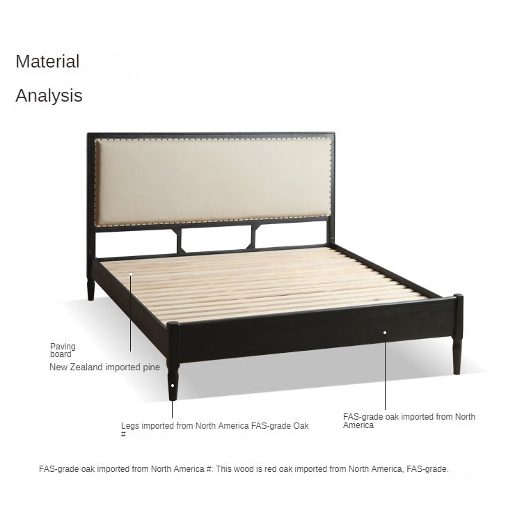Oak Solid Wood Technology Cloth American Soft Back Bed