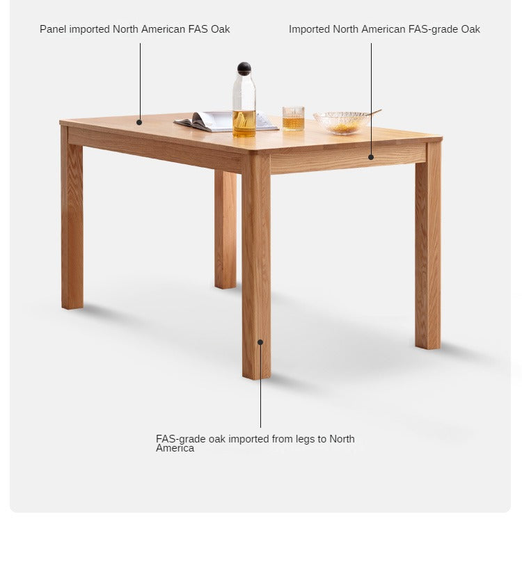 Oak Solid Wood, Solid Rubberwood Nordic Dining Table