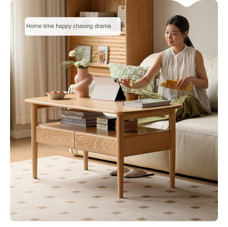 Oak Solid Wood High-leg Coffee Table