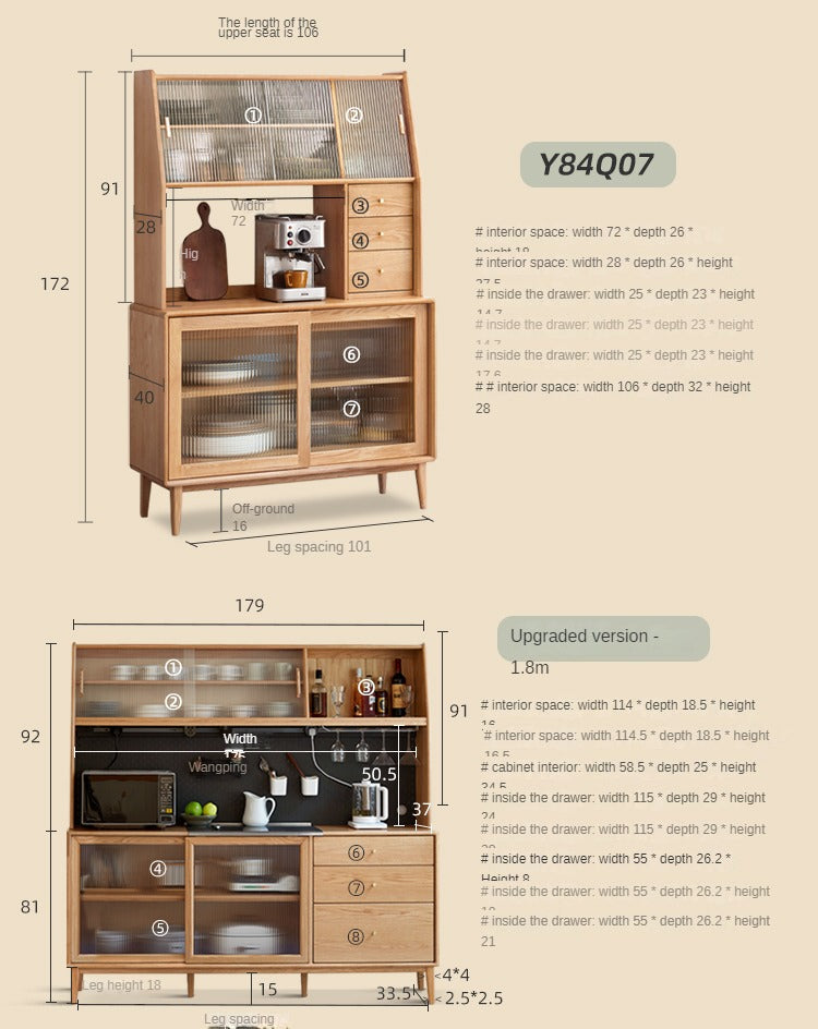 Solid Rubberwood, Oak, Beech Solid Wood Buffet Cabinet, Sideboard