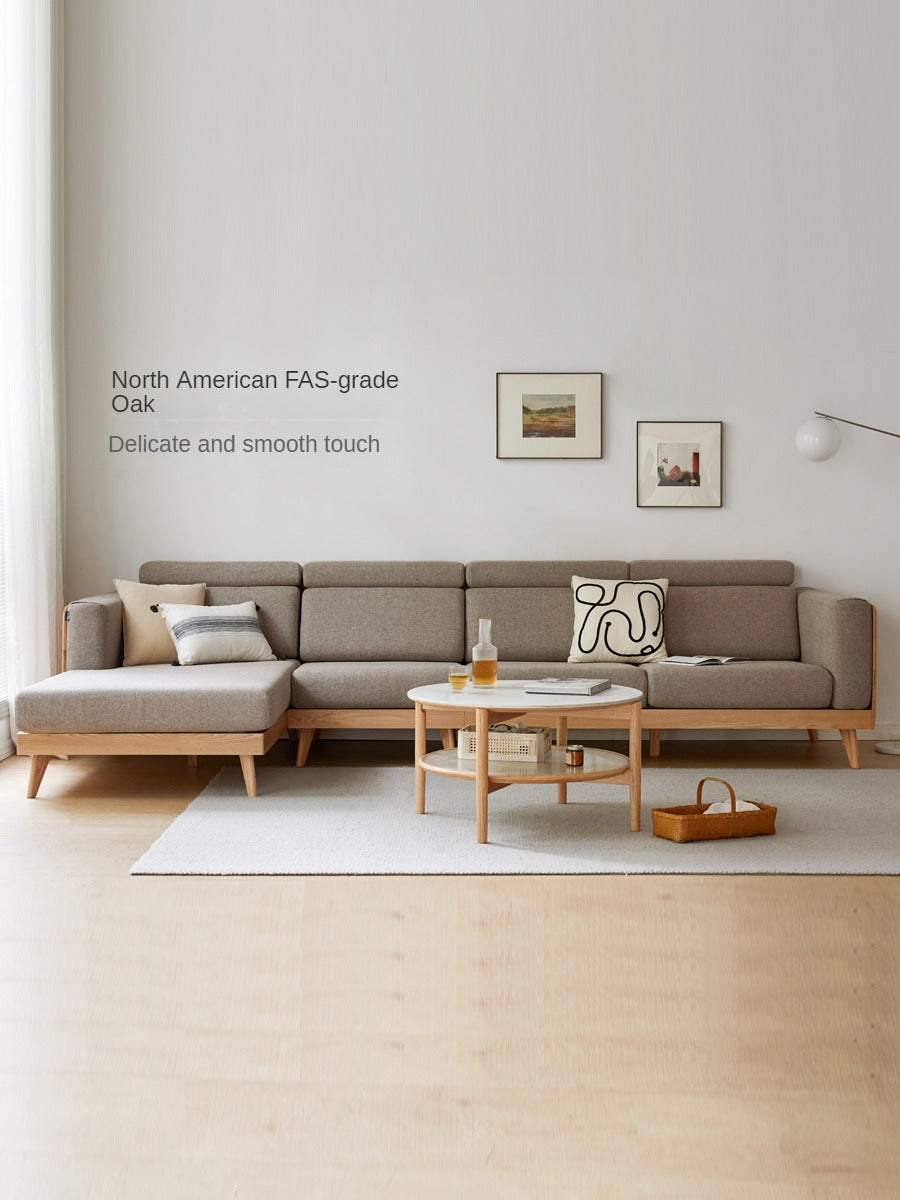 Oak, Ash Solid Wood Modern Fabric Sofa.
