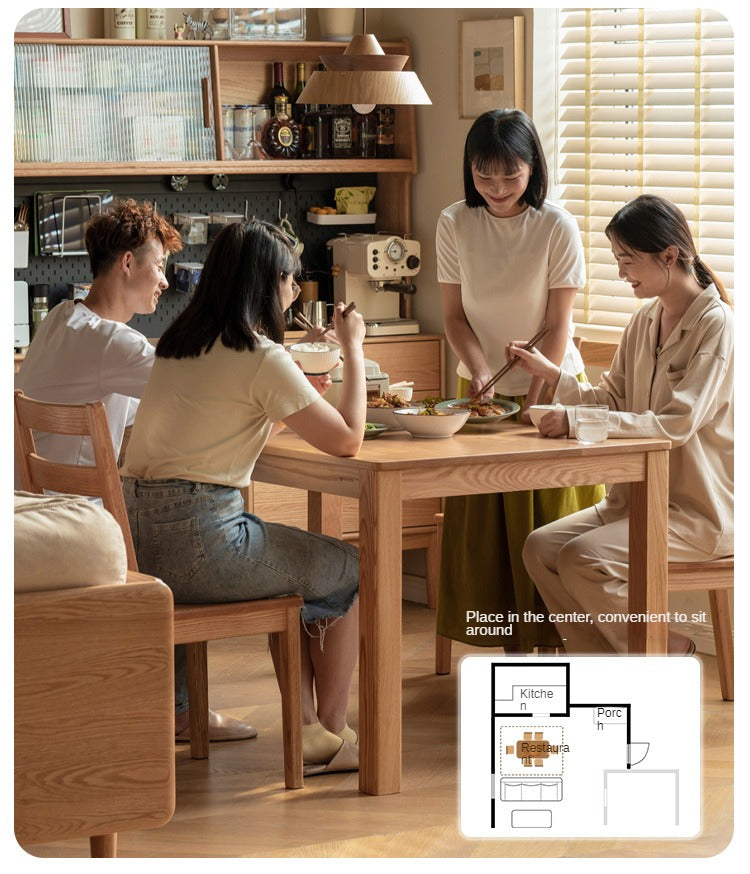 Oak Solid Wood, Solid Rubberwood Nordic Dining Table